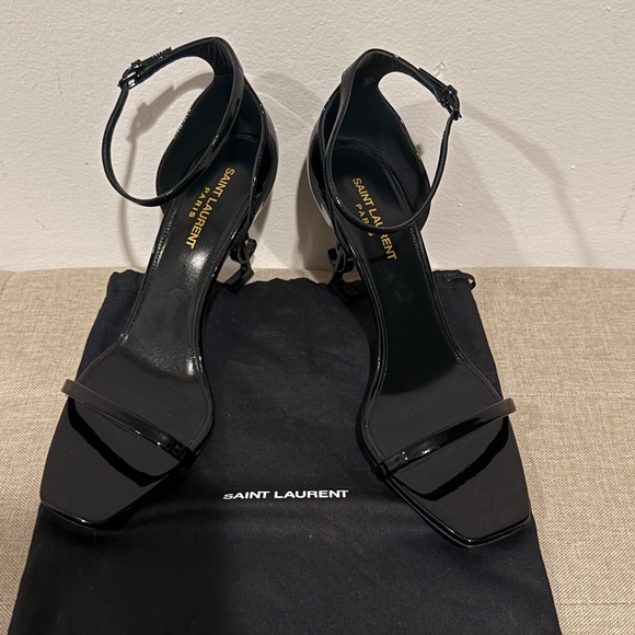 Authentic SAINT LAURENT YSL Black Opyum 850 Patent Leather Sandals EU39.5/US8.5 - Picture 2 of 9
